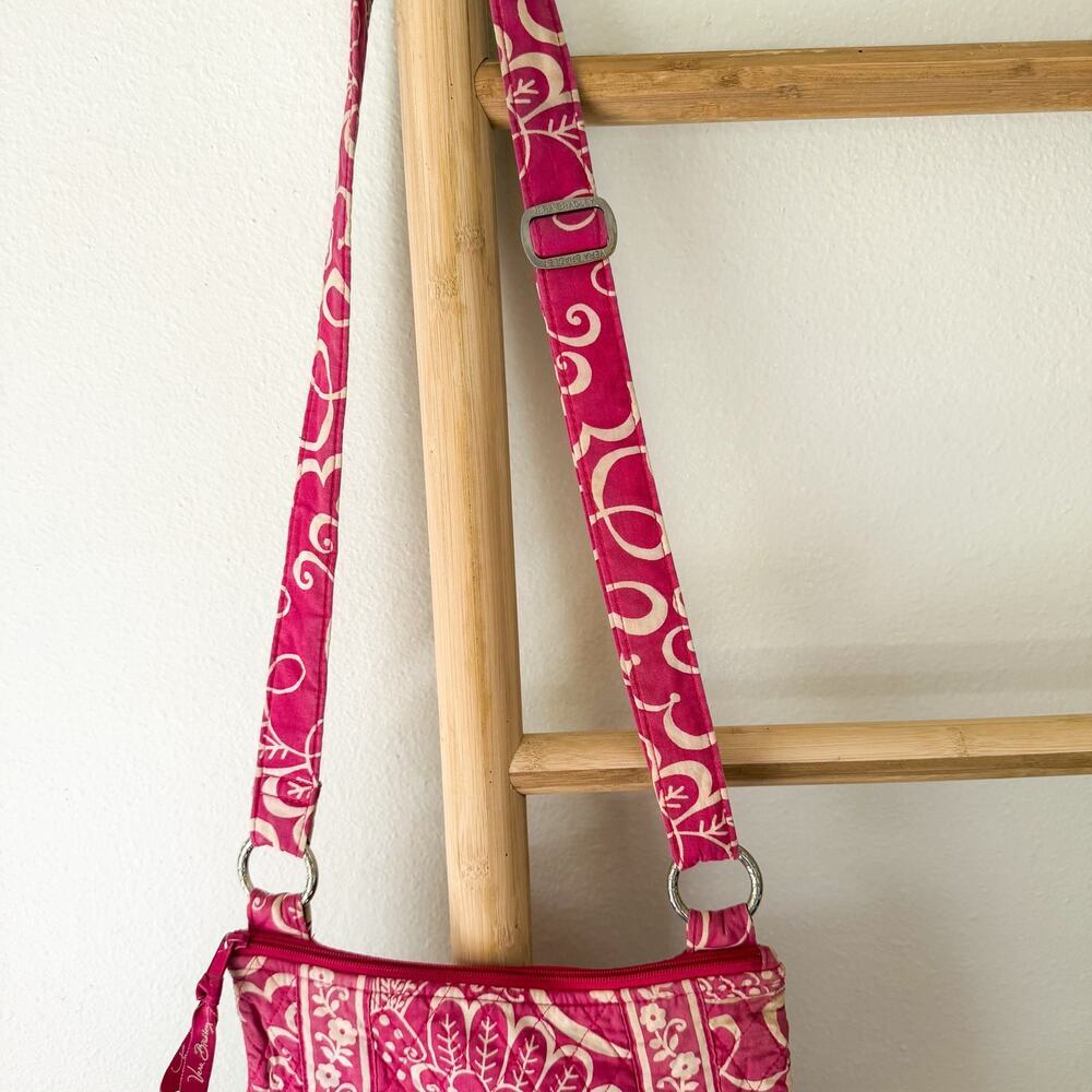 Vera Bradley Pink Quilted Floral Crossbody Bag Adjustable Strap - Picture 3 of 8
